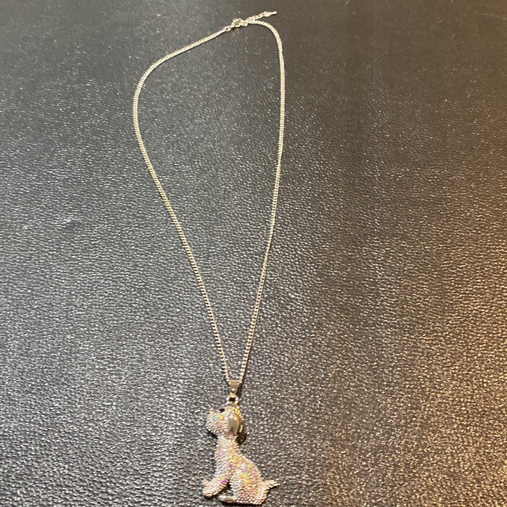 Black and Mystic White Austrian Crystal Dog Pendant
Necklace 29-31 Inches! - Picture 6 of 11